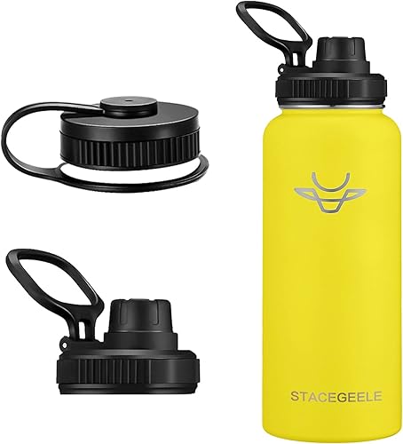 Miniatura 3 de STACEGEELE Botella de agua aislada al vacío con tapa de boquilla y rosca en la parte superior, termo de acero inoxidable para niños, a prueba de