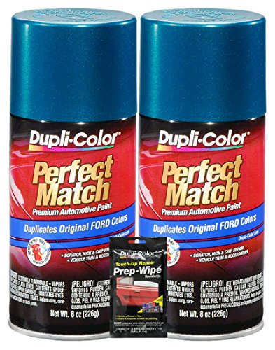 Dupli-Color Cayman Green Metallic Exact-Match Automotive Paint for Ford Vehicles - 8 oz, Bundles with Prep Wipe (3 Items)