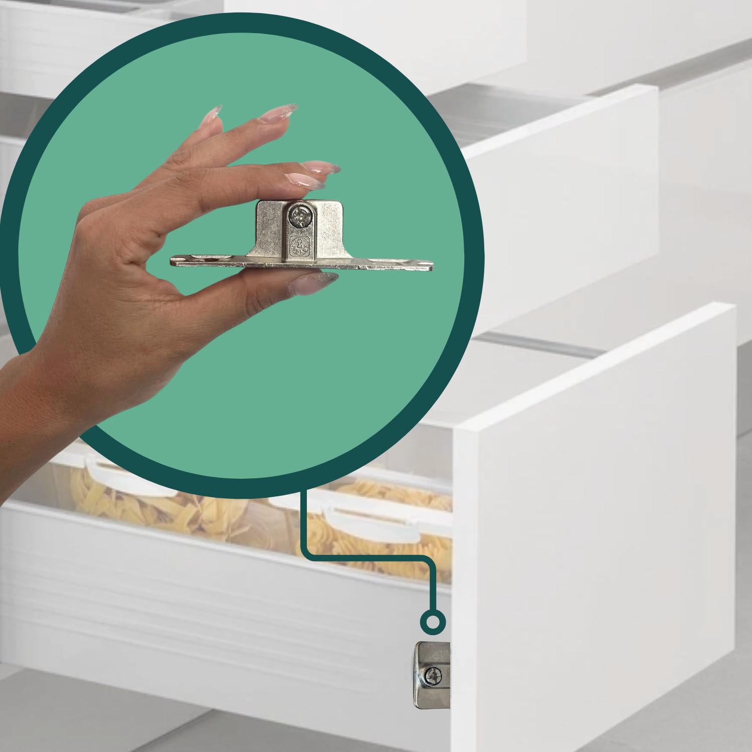 Pair of Indaux "Supra" Drawer Front Hooks - Steel with 3D Adjustment