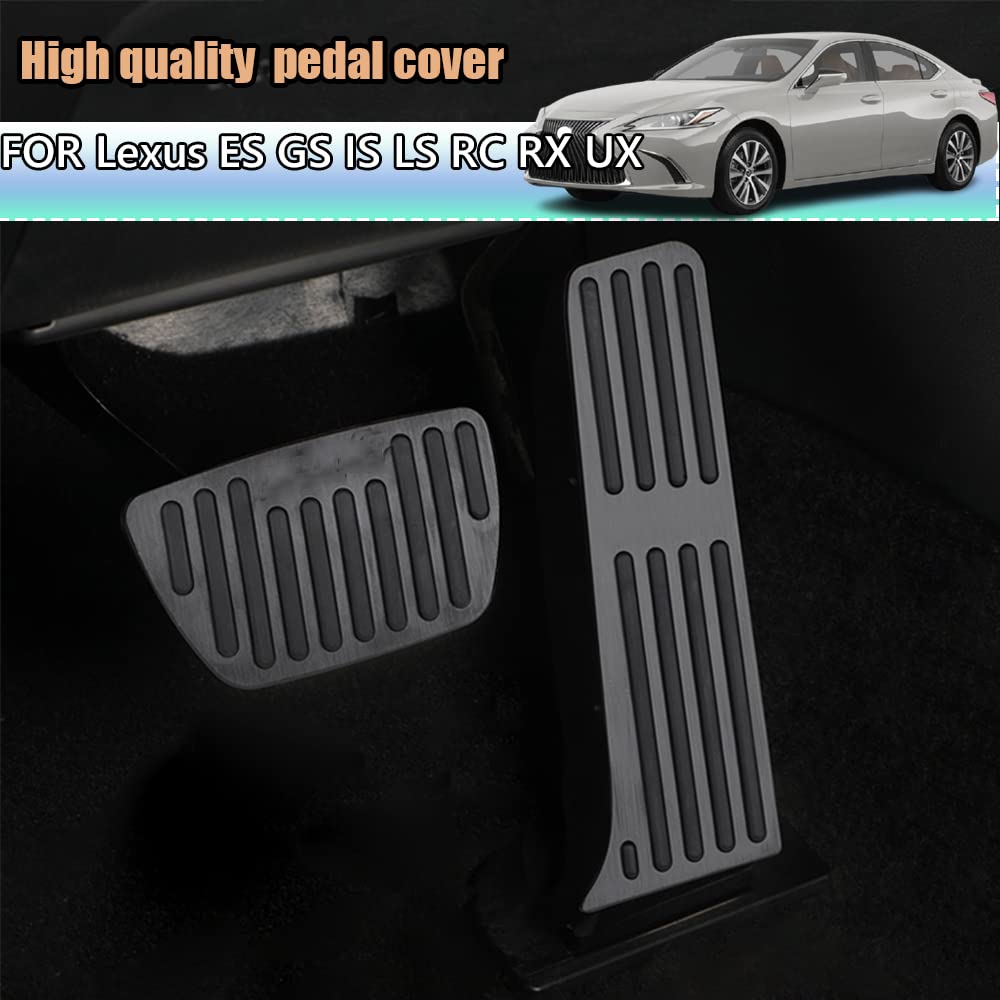 Kakash Custom Interior Accessories for Lexus ES GS IS LC LS RC RX UX 2019 2020 2021 2022 aluminium alloy Gas Accelerator Pedal Covers,Anti-Slip No Drilling Brake Foot Pedal Pads 2 pieces/set(silver)