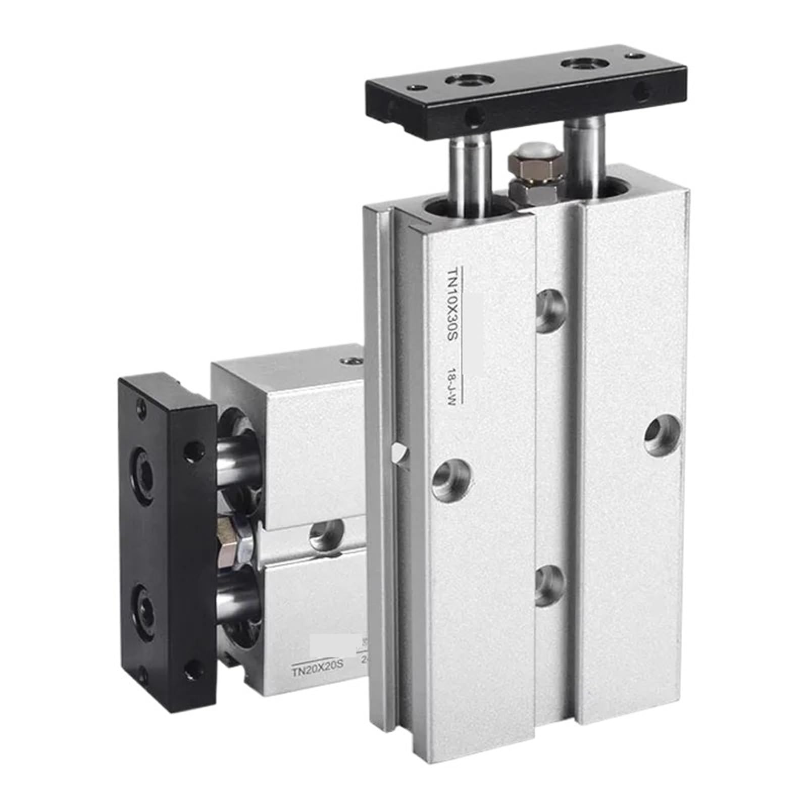 Cylindre pneumatique TN10 double tige course 10mm à 45mm pour guidage de précision