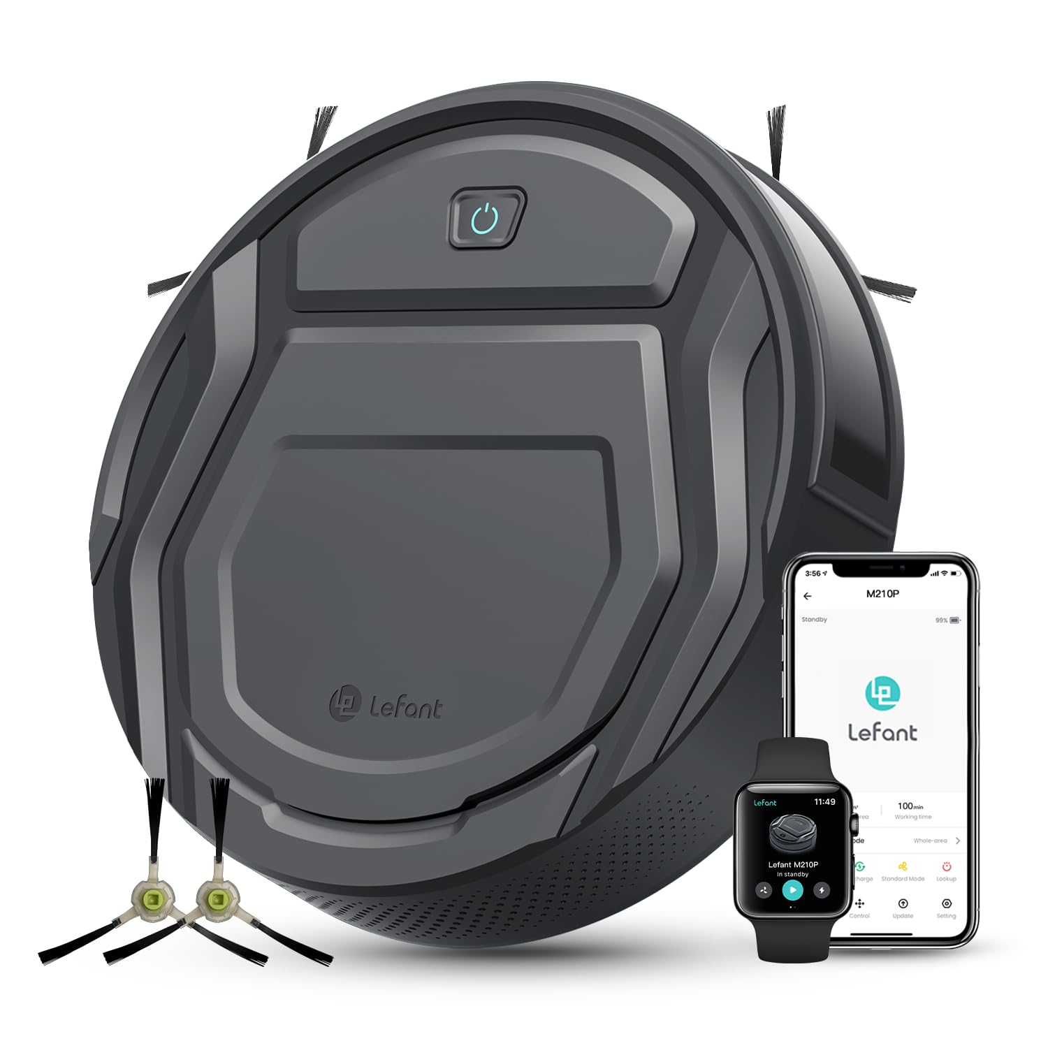 Lefant Robot Vacuum Cleaner M210 Pro,Slim,Quiet,2200Pa Suction,120 Min Self-Charging Robotic Vacuums, Freemove 3.0,WiFi/APP/Alexa,6 Cleaning Modes Ideal for Hard Floors Pet Hair Low Carpet,Gray