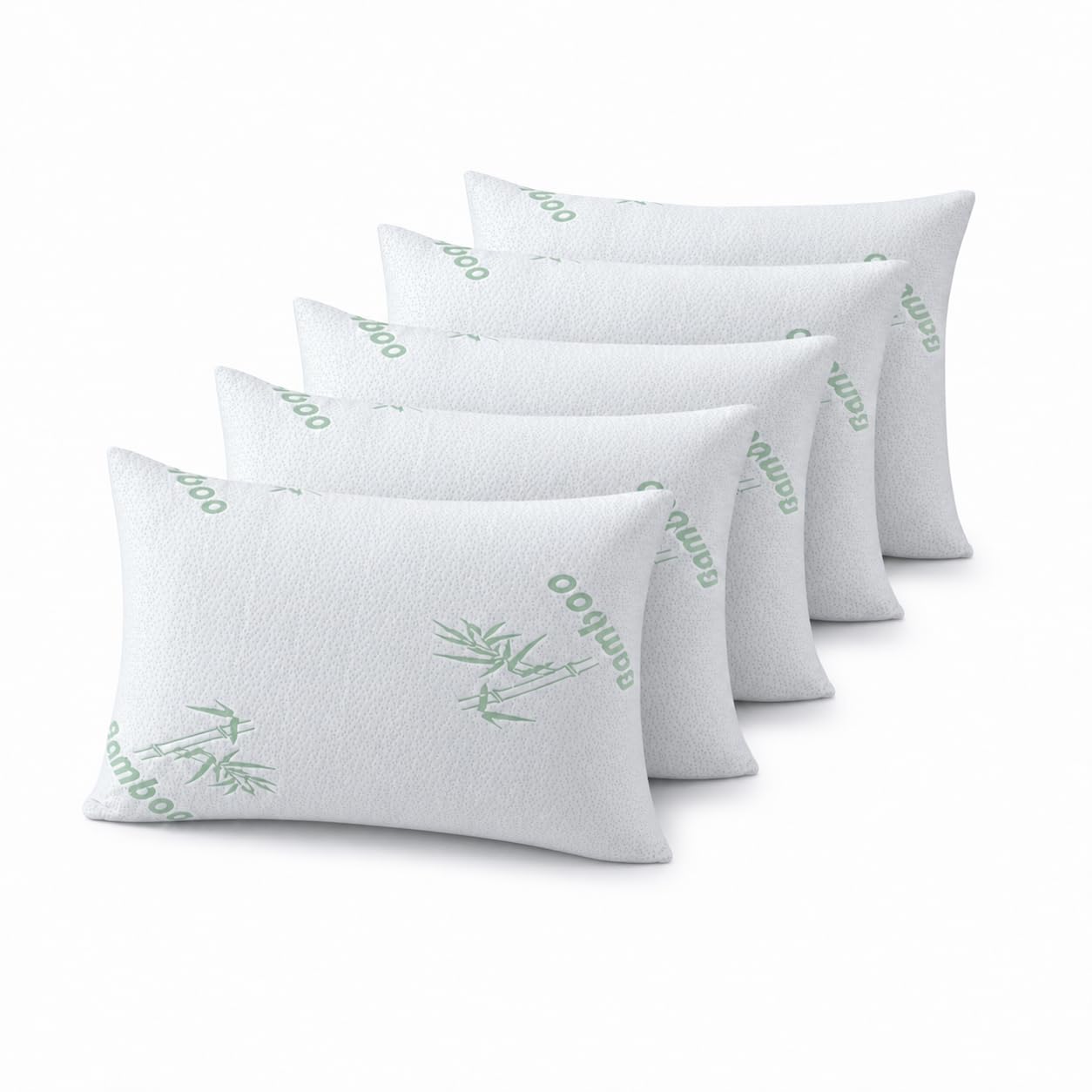Bedding Home Luxury Bamboo Pillows 6 Pack, Cooling Bamboo Bed Pillows for Sleeping, Hollow Fibre Filling Neck & Back Support Orthopedic Pillow, Anti Allergy Soft Luxury Bed Pillow UK