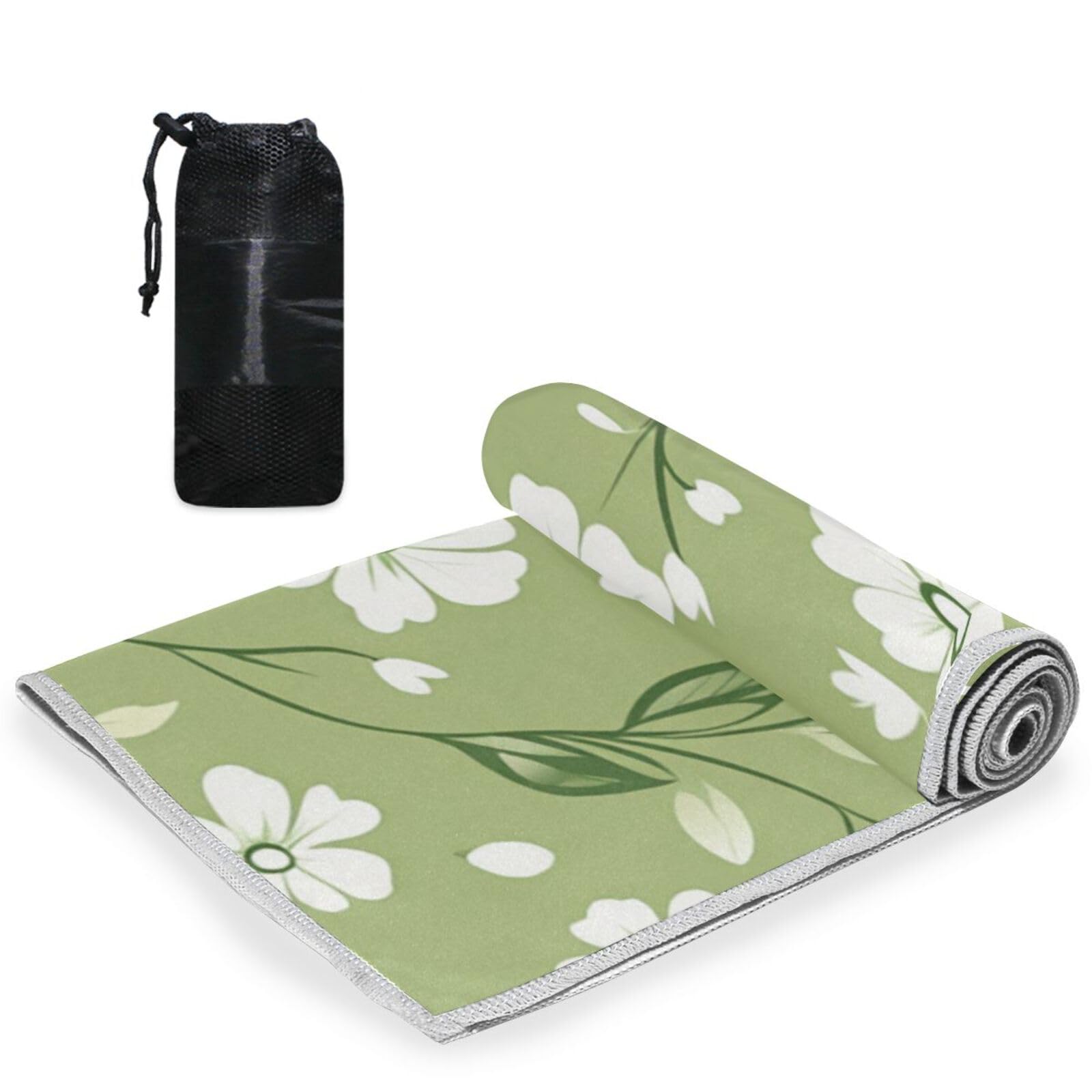 Yoogain Summer Green Little Flowers Microfiber Yoga Hand Towels Quick Dry Towel Bath washcloths Bulk Gym Hand Towels Sport Towel 30