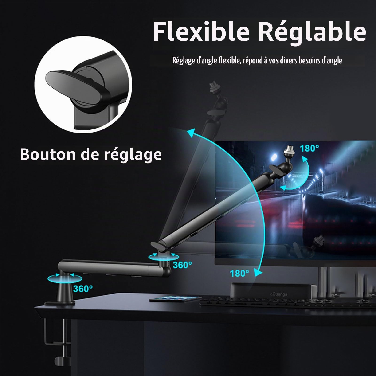 Bras De Micro, Suspension Supports De Microphone, Gestion Des Câbles Compatible Avec Blue Yeti, Snowball Ice, Hyperx Quadcast, Solocast, Elgato Wave