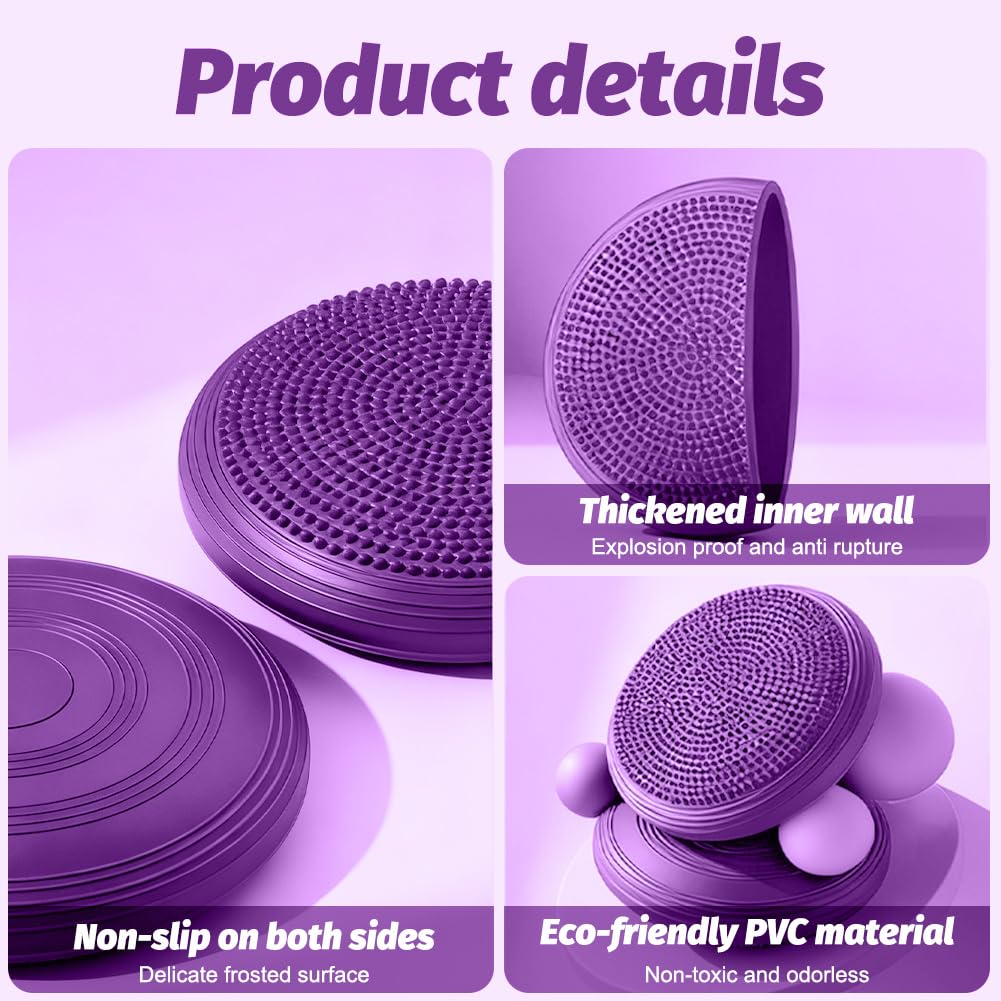 CEWROM Balance Kissen mit Pumpe, Erwachsene Balancekissen Ballsitzkissen mit Luftpumpe, Durchmesser 34 cm Balance Training Yoga Matte Massage Board Physiokissen für Fitness, Yoga, Reha