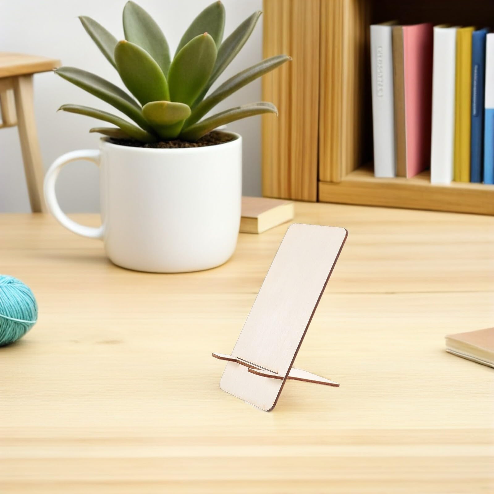 Zerodeko Supporto da Scrivania per Cellulare in Legno Massello, Porta Telefono Creativo da Tavolo per Uso Ufficio, Set da 25 Pezzi Portacellulare in Legno Naturale per Videochiamate