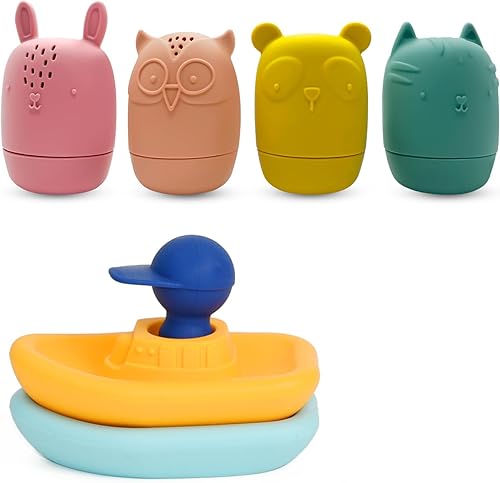 Juguetes de baño de silicona para niños de 1 a 3 años Juguetes de baño sin moho para bebés pequeños Juguetes ecológicos de bañera de animales