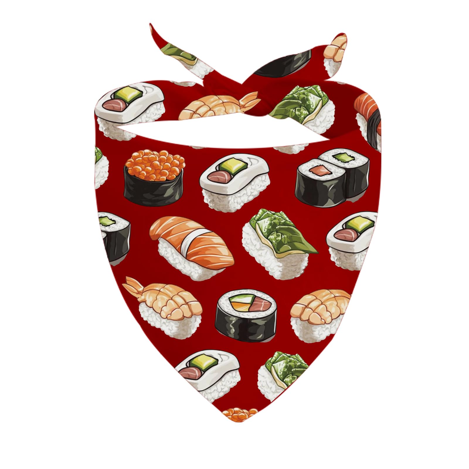 1 Piece Sushi Triangle Dog Bandana Sushi Party Tie on Scarf Japanese Food Lover Gifts (Sushi Triangle D)