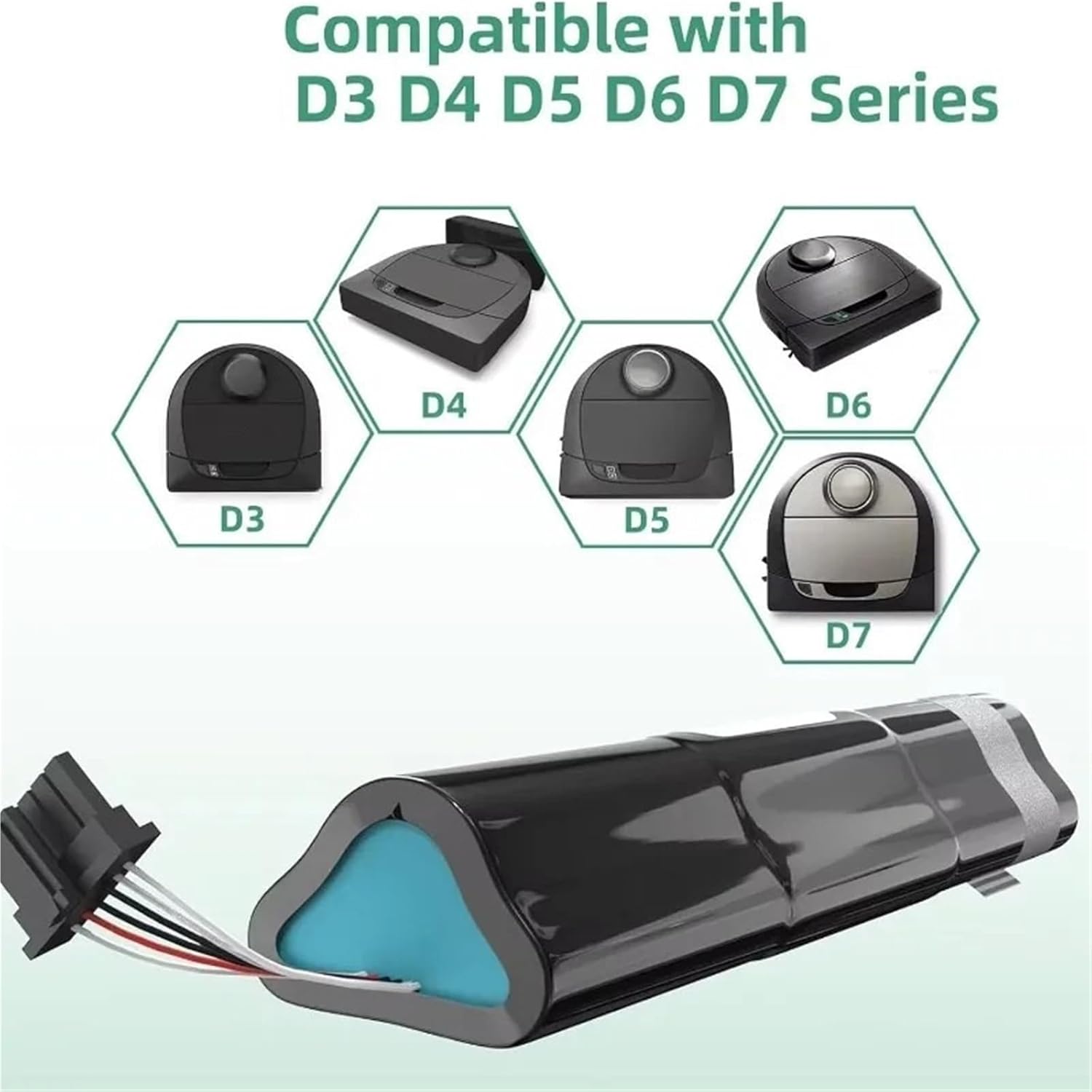 Robotic Vacuum Cleaners Replacement Battery，Compatible For Neato，Botvac Connected D3 D3+D4 D5 D5+D6 D7 14.4v 5200mAh(5200mAh 1pcs)