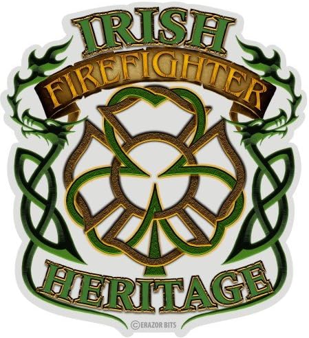 Collectible Firefighter Decals (4in,6pack), Share Your Appreciation and Support with Our Irish Firefighter Heritage Stickers for Your Home, Car, Cases and More, Souvenir Gifts for Firefighter