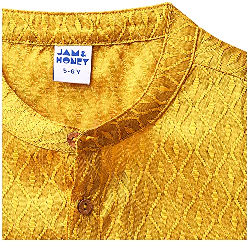 Image of Amazon Brand - Jam & Honey Regular Boys Kurta Sets (AW21KPJM01 Yellow 6-7 Years)