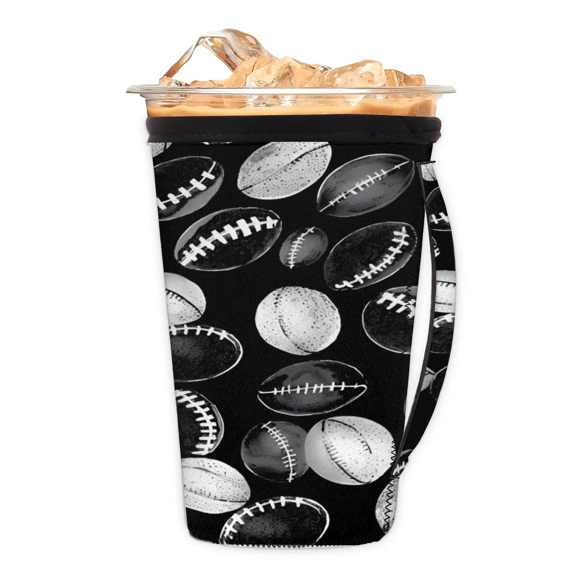 Baseballs M Reusable Iced Insulator Coffee Sleeves Neoprene Insulated Sleeves With Handle Coffee Sleeves for Iced Coffee Cups Drinks