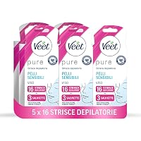 Veet Strisce Depilatorie Viso Pelli sensibili, Ipoallergeniche