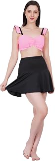 KRIKUS Women’s & Girl's Pink Crop Top with Black Skirt – Two Piece Padded Swimsuit Set (Nylon Lycra Swimwear) Price In India