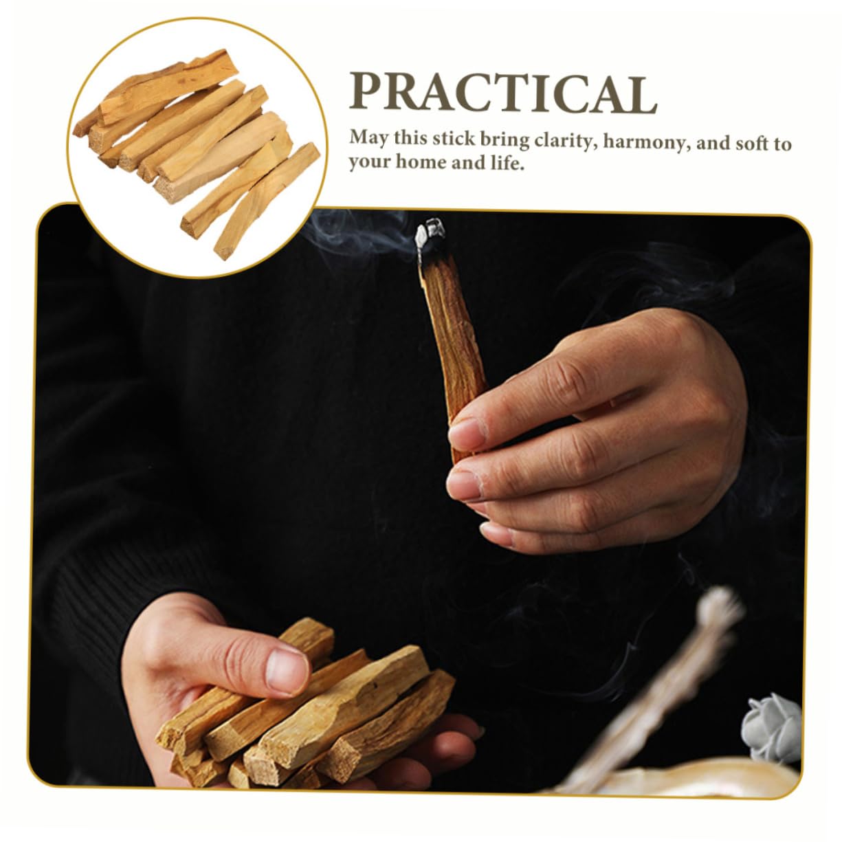 Alipis 10 Piezas Varillas De Madera Sagrada Varillas De Incienso Naturales para Yoga Meditación y Purificación De Espacio Hogar