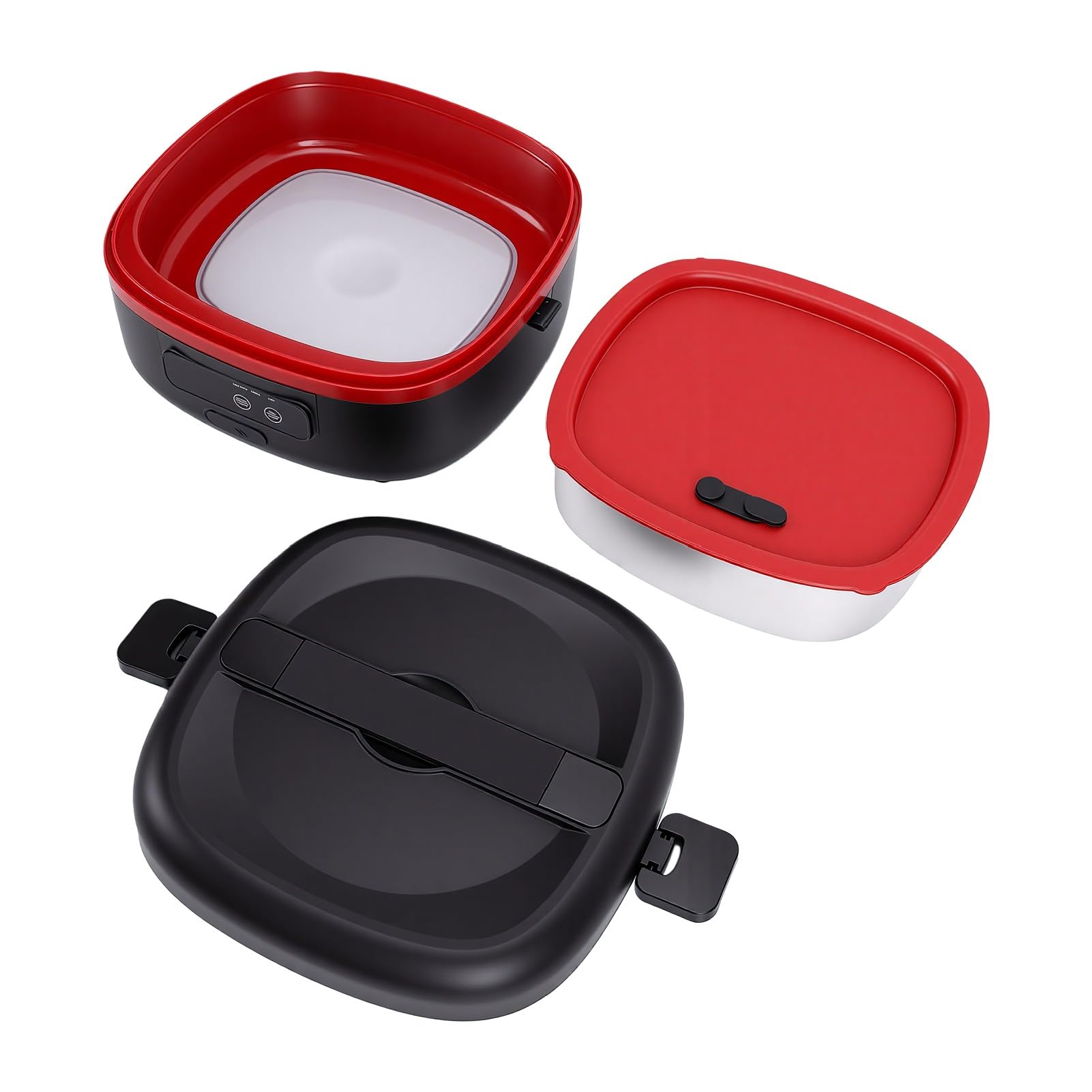 Asixxsix fiambreras Eléctrica Inalámbrica, fiambreras Calentada de Acero Inoxidable de 1 Litro, Calentador de Alimentos Portátil para Coche, Camión, Trabajo, Viajes, Hogar, Oficina,