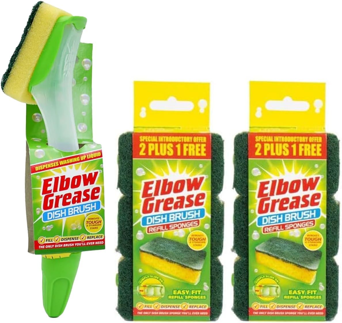 Elbow Grease Fillable Washing Up Brush with Sponge Ergonomic design