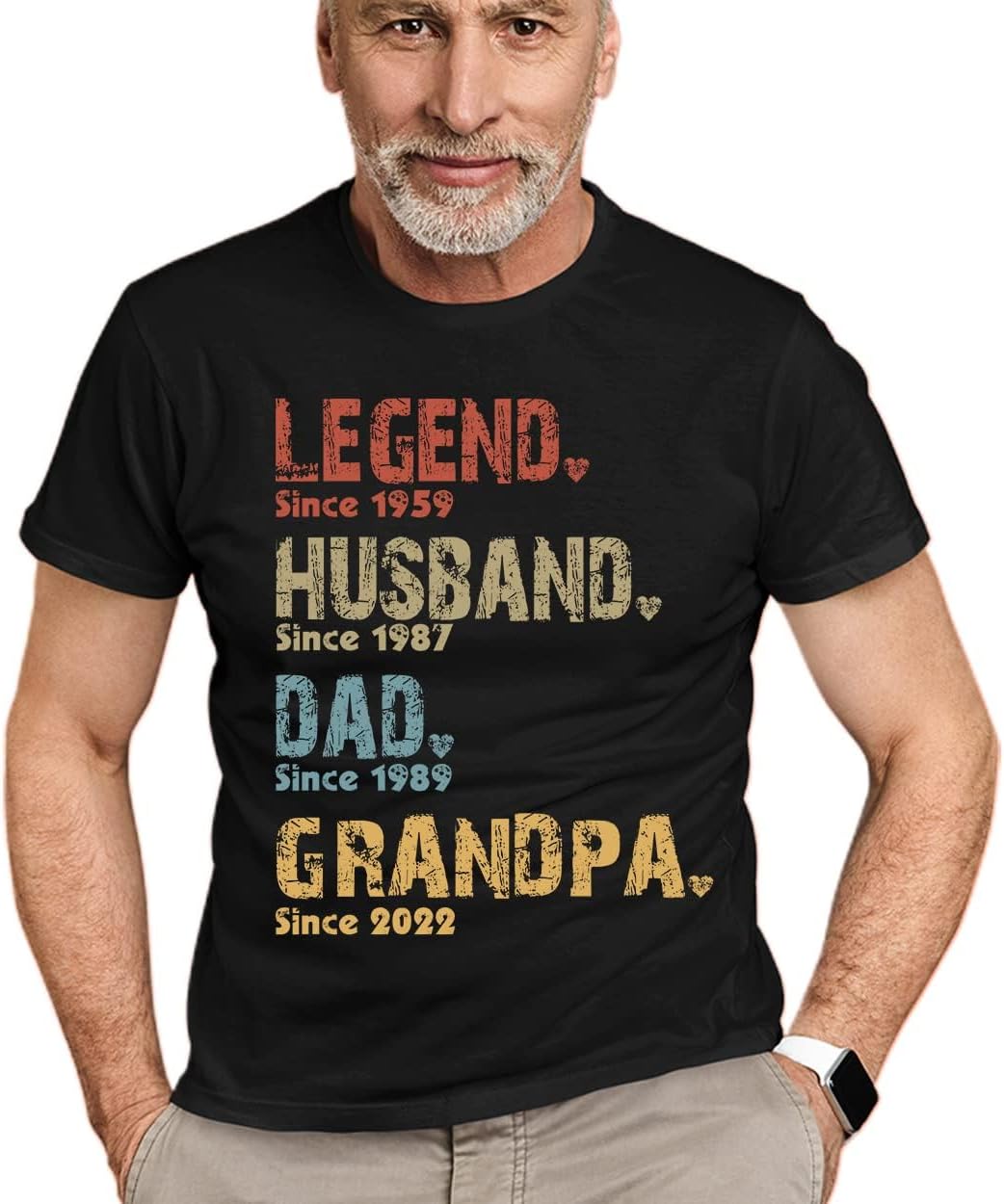 IZIPOD-Personalized Grandpa Kids Name T-Shirt for Men, Custom New Grandpa Idea Birthday Christmas for Him
