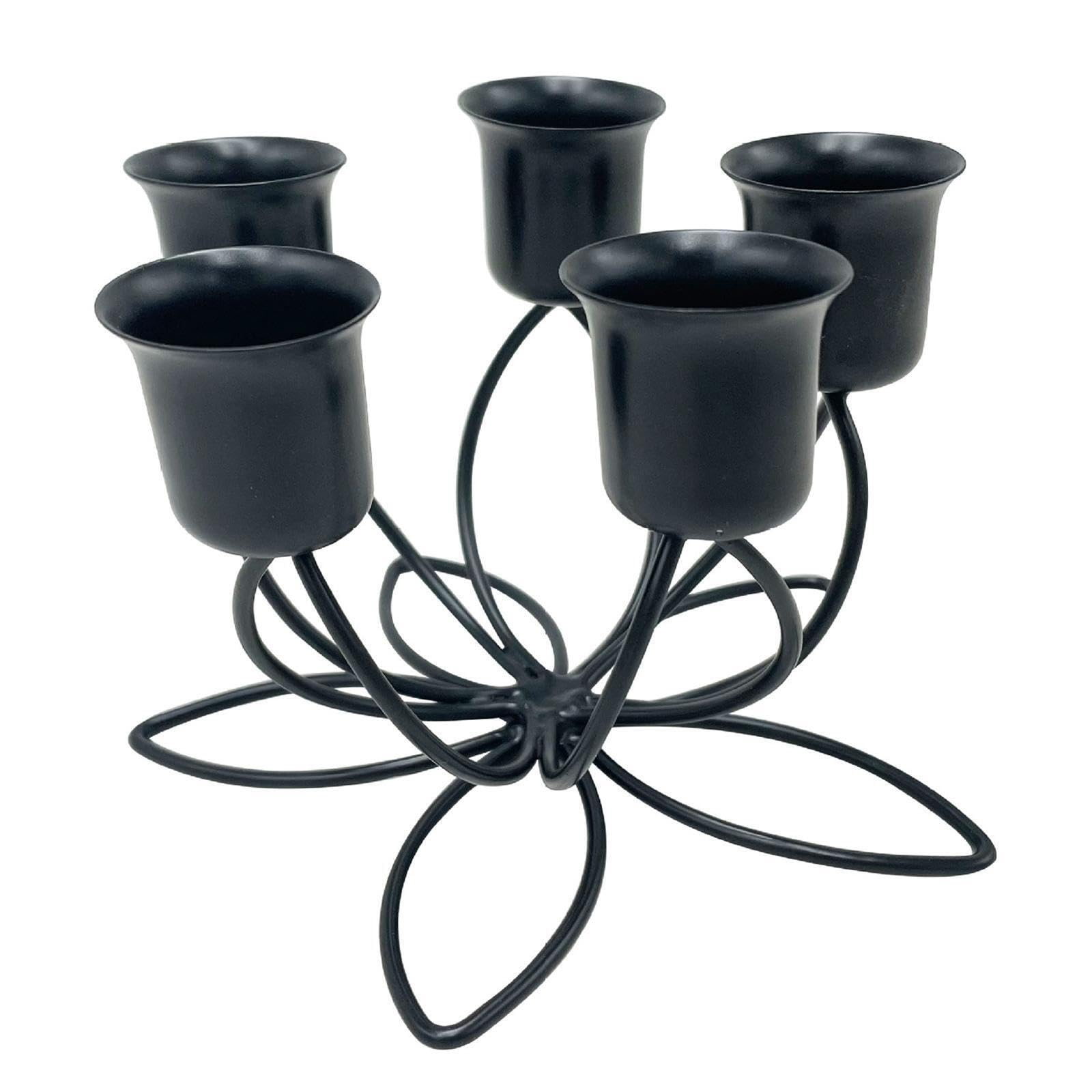 Zanthicia Chic Candle Holder for Wedding Home Decor Flower Crafts and Candelabra Centerpiece, 5 heads black