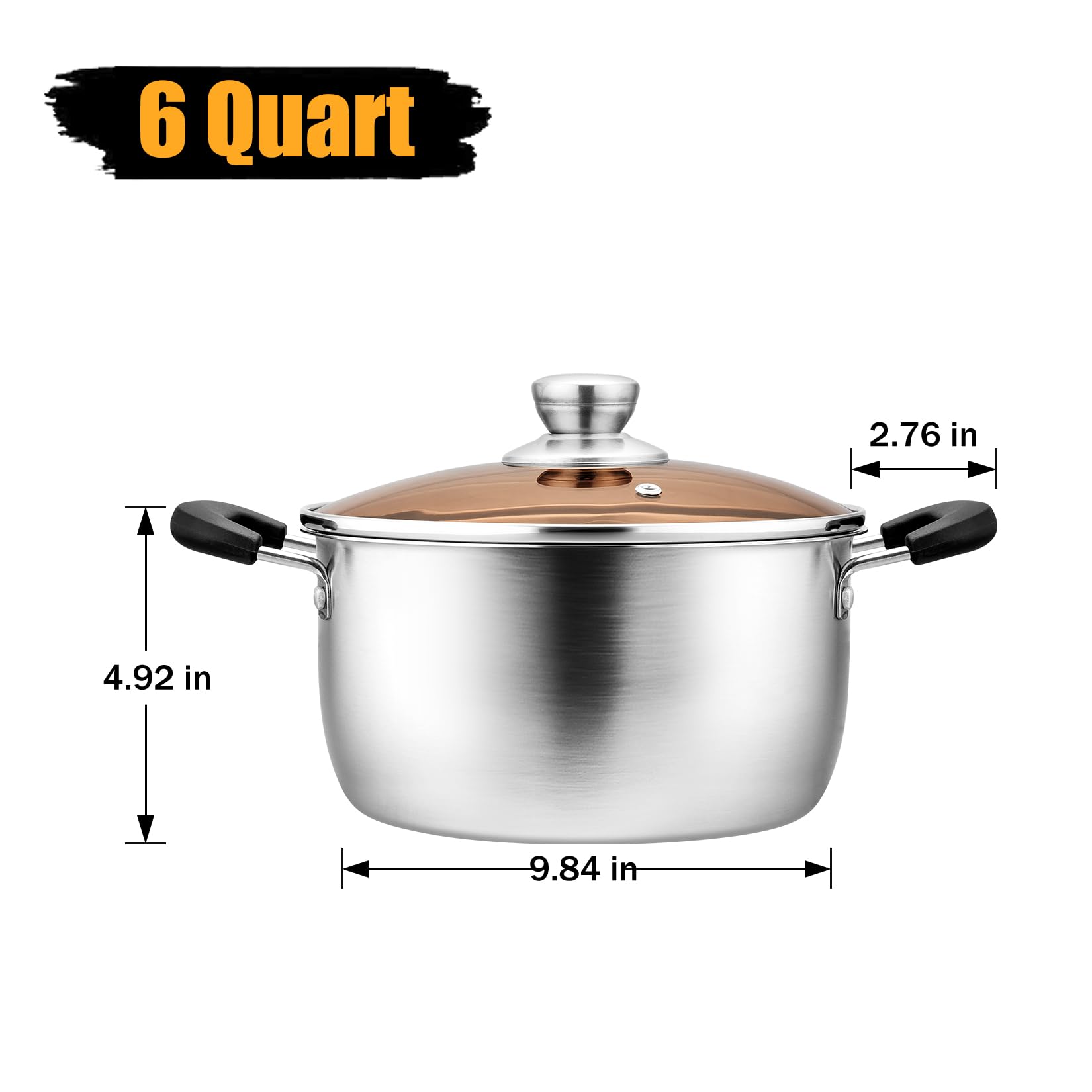 P&P CHEF 6 Qt Stainless Steel Stockpot -2
