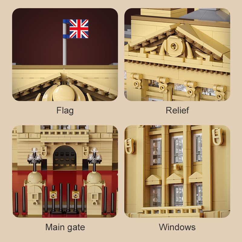 Close-up details of the Buckingham Palace model