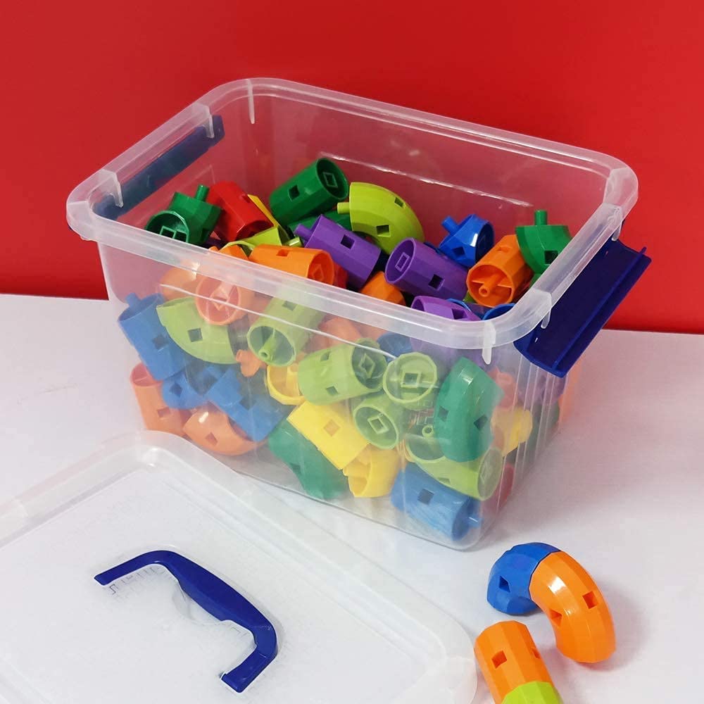 Farmoon 6 L Scatola Portaoggetti in Plastica con Coperchio e Manico, Confezione da 6