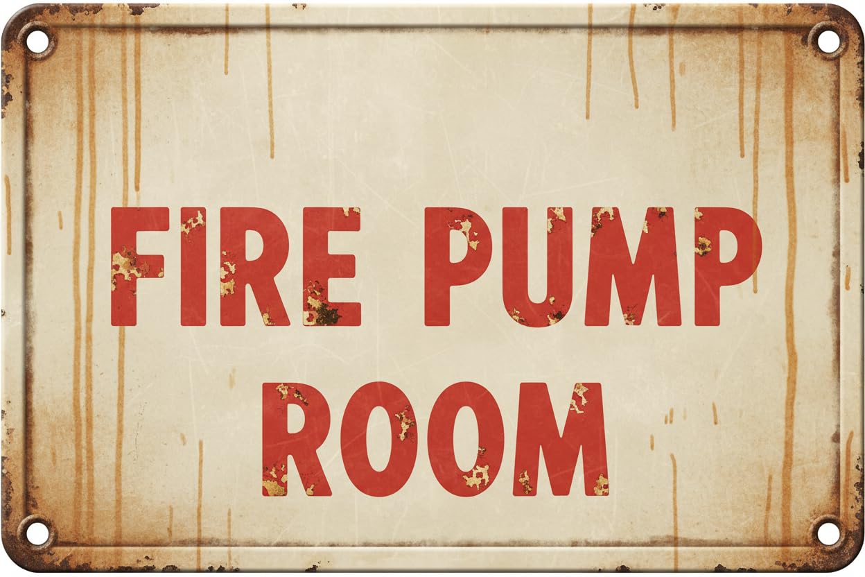 Wall Decor Fire Pump Room Sign. 8x12Inch Aluminum Vintage Signs Plates Printed