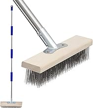 Brosse de Nettoyage pour Terrasse avec Long Manche, Brosse en Fil d'acier Inoxydable 152cm, Brosse de Nettoyage Lourde pour Béton, Surfaces Rugueuses, Patio, Jardin, Garage