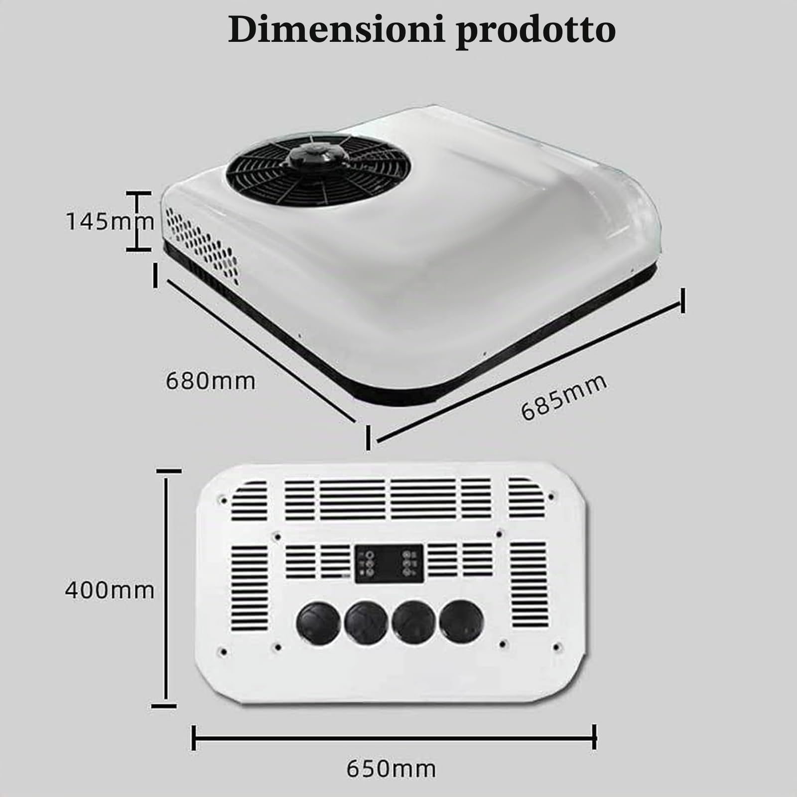 Condizionatore d'Aria da Tetto per Camper 2 in 1, Condizionatore d'Aria per Camion Elettrico Universale 12V con Raffreddamento e Riscaldamento, 8 Ore di Funzionamento, Basso Rumore