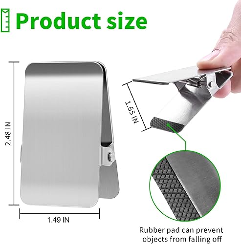 Miniatura 6 de Clips para bolsas de chips de acero inoxidable, clip grande y resistente para oficina, cocina, escuela, ideal para papel, alimentos, fotos,