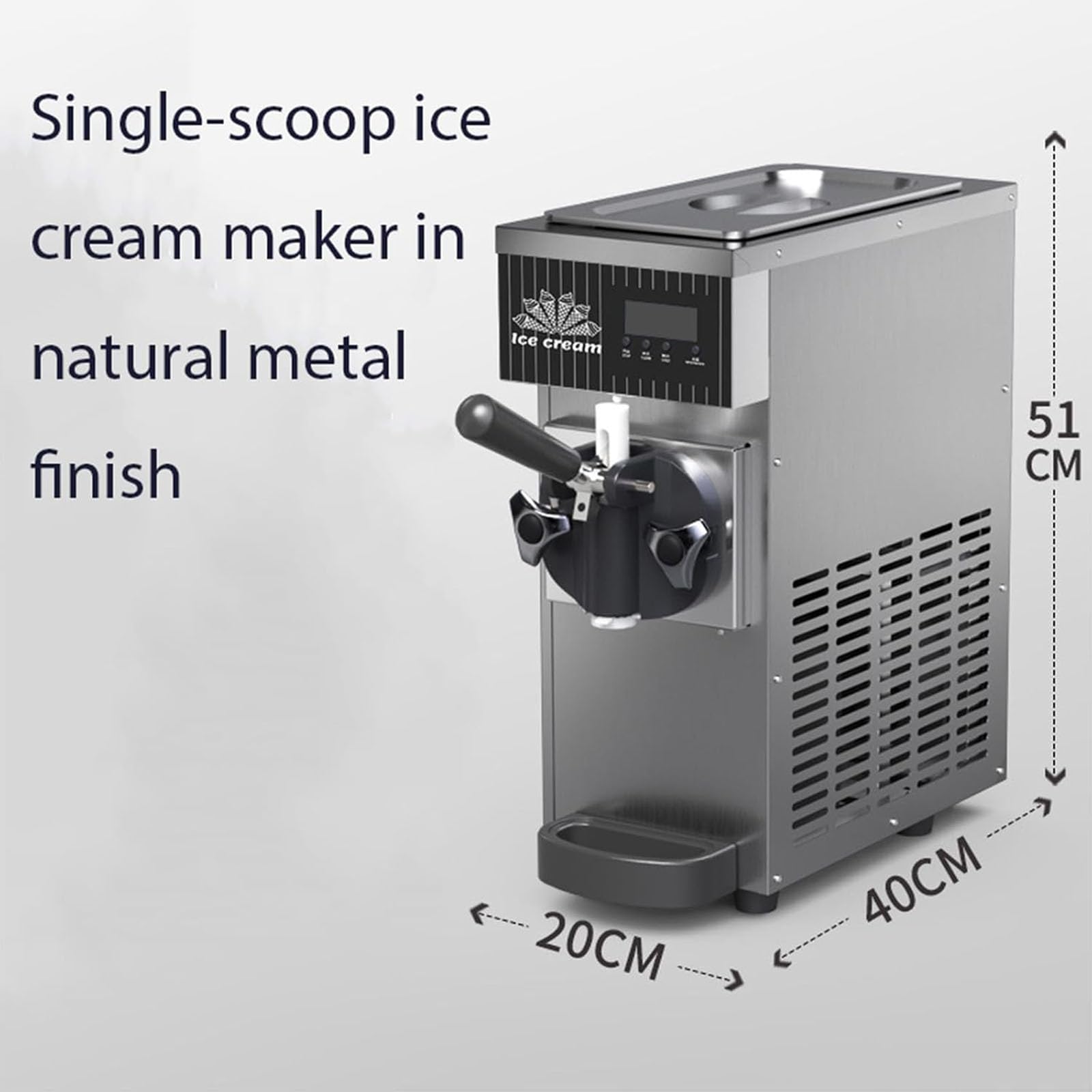 Machine à Crème Glacée en INOX de 2.5 L Pré-Réfrigération Automatique à Écran Tactile pour Sundae Yaourt Café Snack-Bar,01,51cm*20cm*40cm