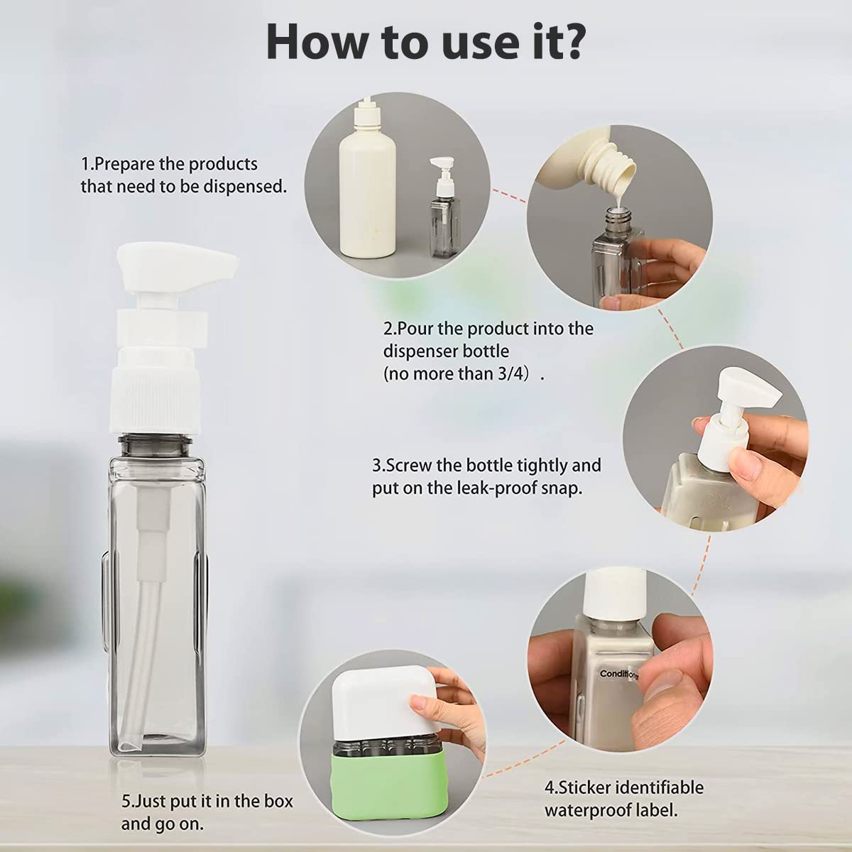 Travel Containers with Labels, TSA Approved, Reusable Cadence Travel Containers, Travel Toiletry Bottles 1