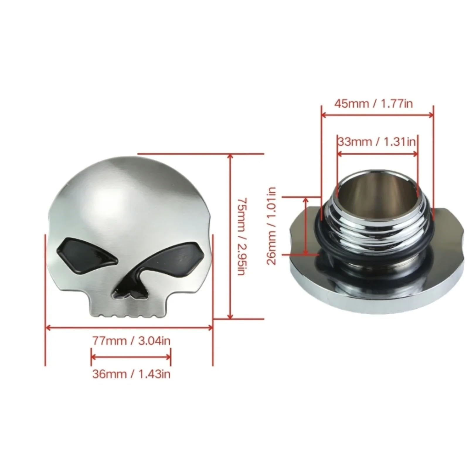 Tappo Serbatoio Compatibile Con Xl883 Xl120 Dana | Tappo Serbatoio Carburante Con Teschio Per Modifica Della Motocicletta. Tappo Serbatoio Carburante Retrò(Silver Black)
