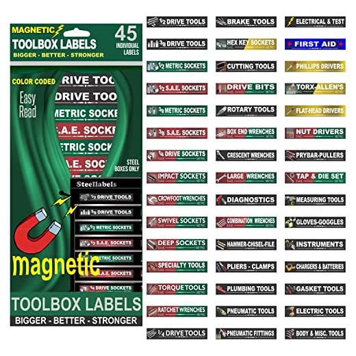 Ultimate Magnetic Tool Box Organizer Labels (Green edition) organize boxes, drawers & cabinets “Quick & Easy”, fits all brands of ‘Steel’ tool chest Craftsman, Snap-on, Mac, Matco & Cornwell …