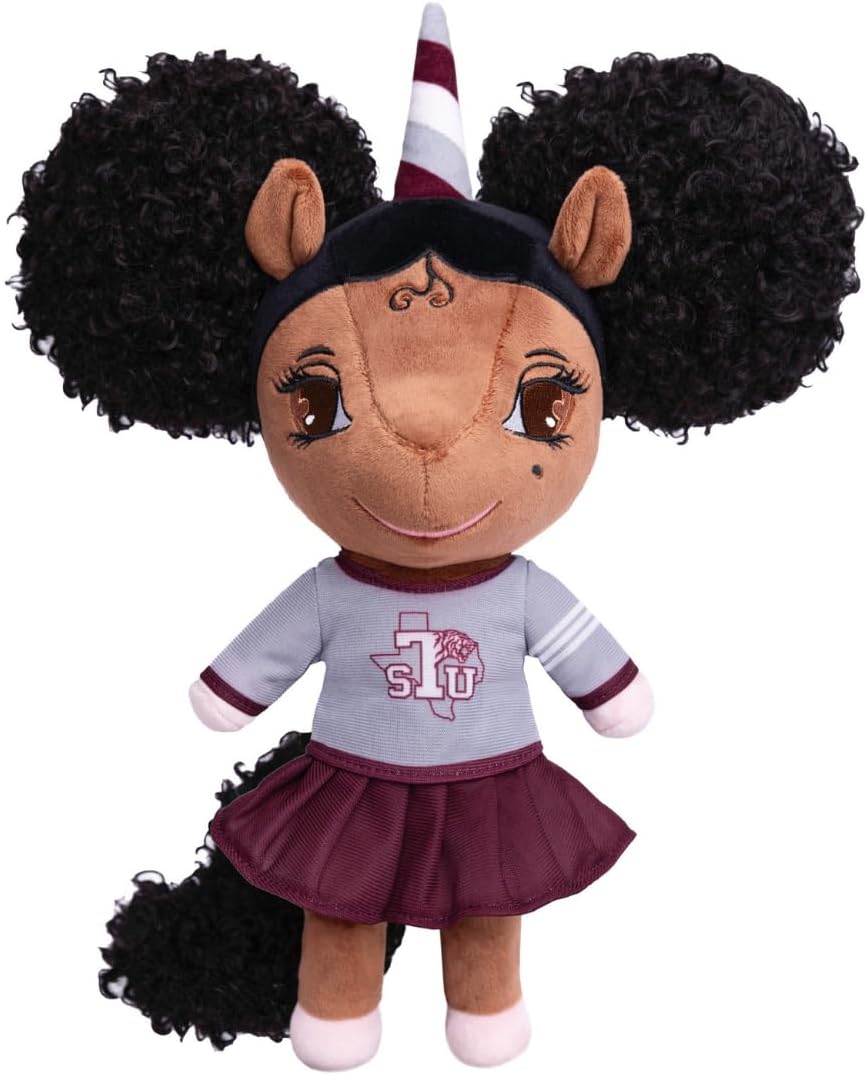Texas Southern University HBCU Unicorn Doll with Afro Puffs - 14 inch