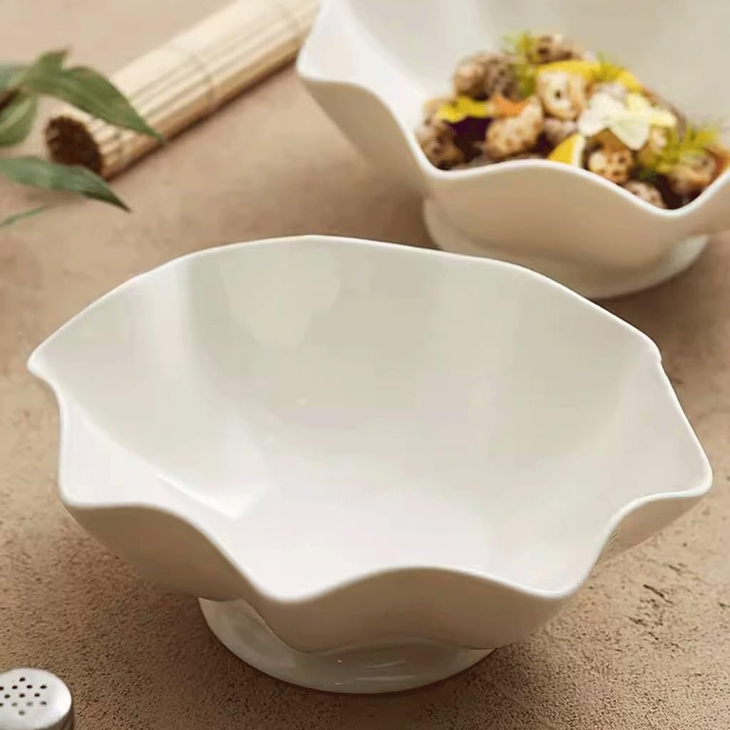 Miska do sałatek, miska na sałatkę z białej porcelany, miska w kształcie kwiatu, nowoczesna modna miska na owoce, miska deserowa, miska do zupy, miska na warzywa, talerz do kuchni
