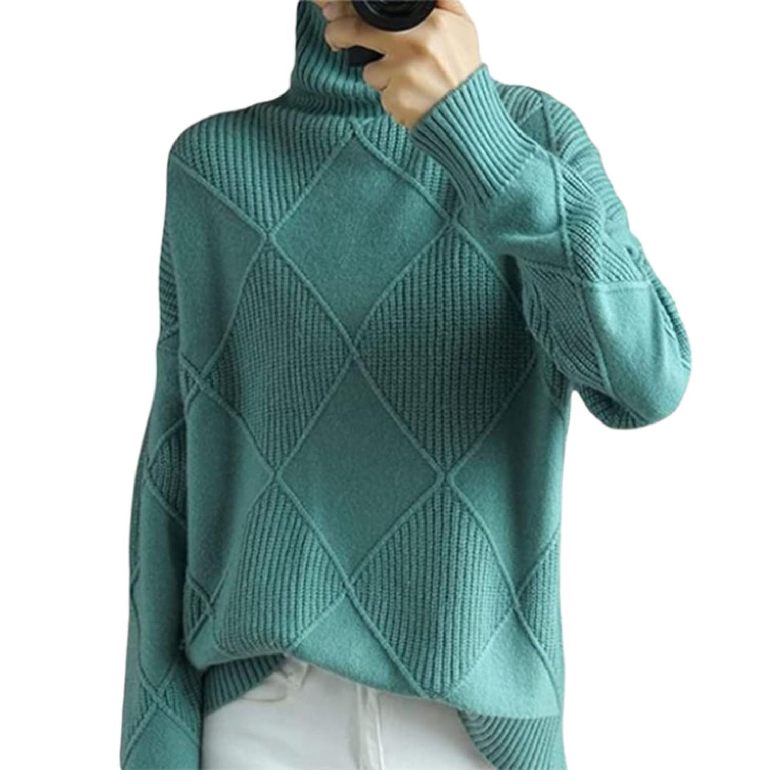 Pull à col roulé en Cachemire pour Femme, Nouveau Style 2024, Couleur Unie, Automne et Hiver, Pull extérieur Ample et épais