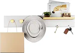 ArtMovelar - Porta-Chaves de Parede - Gancho de Parede, Organizadores de Parede com 2 Pinos, Decoração de Quarto Aesthetic, Organização e Decoração de Apartamento e Casa - Branco, 60x8