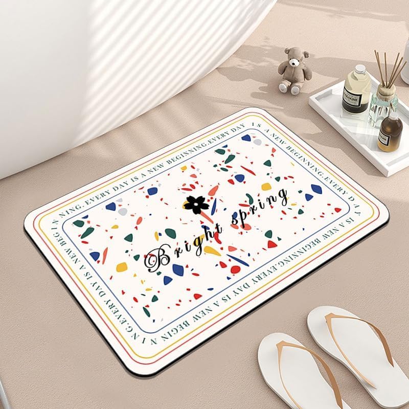 Tapis de salle de bain en diatomite Terrazzo 50x80cm absorbant et anti-moule