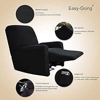Vista 3 de Easy-Going - Funda elástica para sofá reclinable, 4 piezas, protector de muebles, sofá suave con parte inferior elástica, tela jacquard con Negro