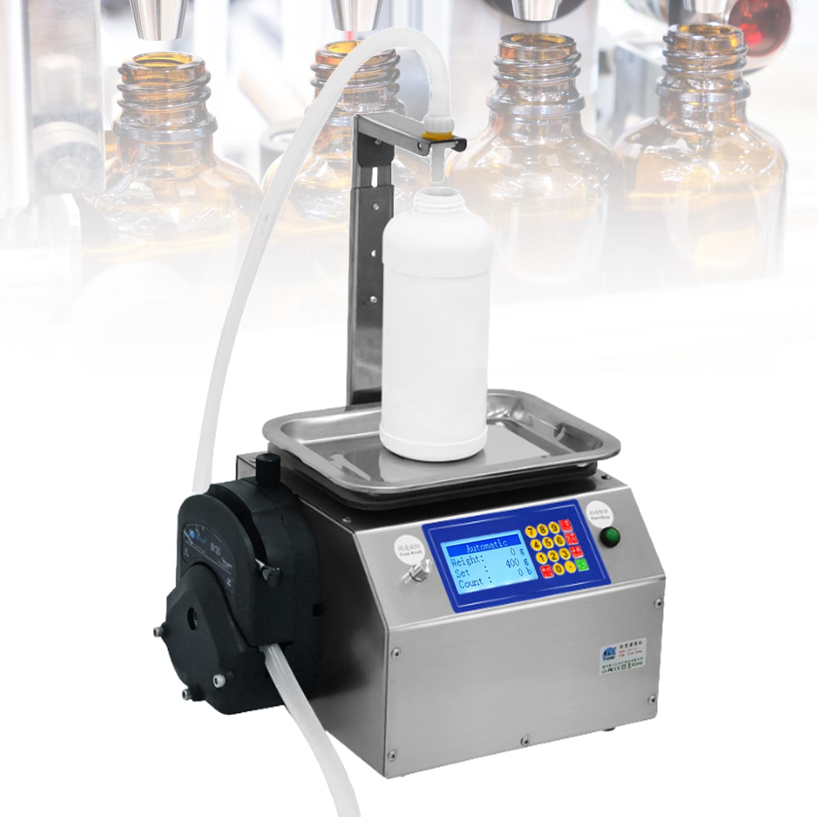 Riempitrice Automatica Di Liquidi Con Bilancia, Potente Pompa Peristaltica + Tubo in Silicone, Portata 13 Litri/Minuto, Quantificazione Precisa, Nessuna Perdita