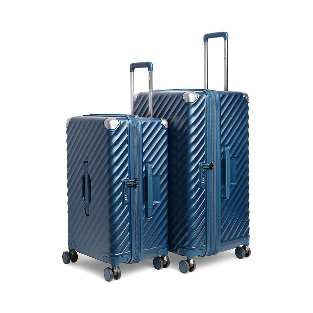 CarryOn Trunk – Zestaw 2 twardych walizek podróżnych M + L z poszerzeniem i zamkiem TSA (Niebieski, Duży)