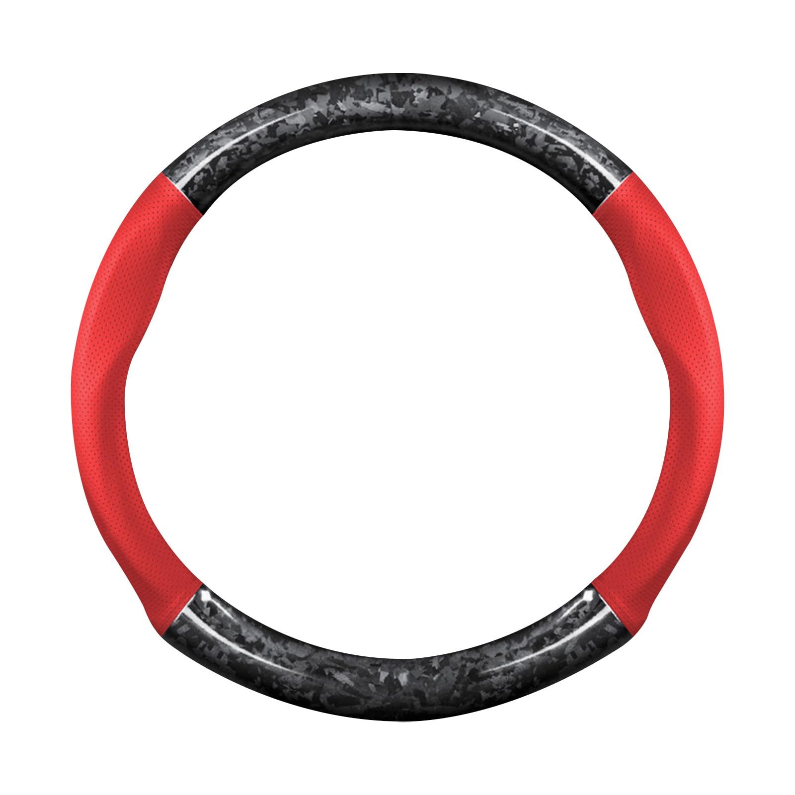 Ergocar Car Steering Wheel Sleeve, Round Forged Carbon Fiber and Leather Material Steering Wheel Sleeve, 37-38cm/14.5-15inch, Non-Slip, Soft, Breathable, Sports Style