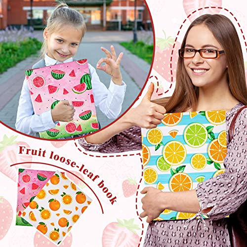 Fainne 4 Pcs Fruit 3 Ring Binder Cute Binder Lemons Strawberry Watermelon Orange Decorative 1 Inch Binder 1 Inch Round Ring With Interior Pockets For School Office A4 Paper, 9.84 X 1.57 X 12 Inch #TOP6
