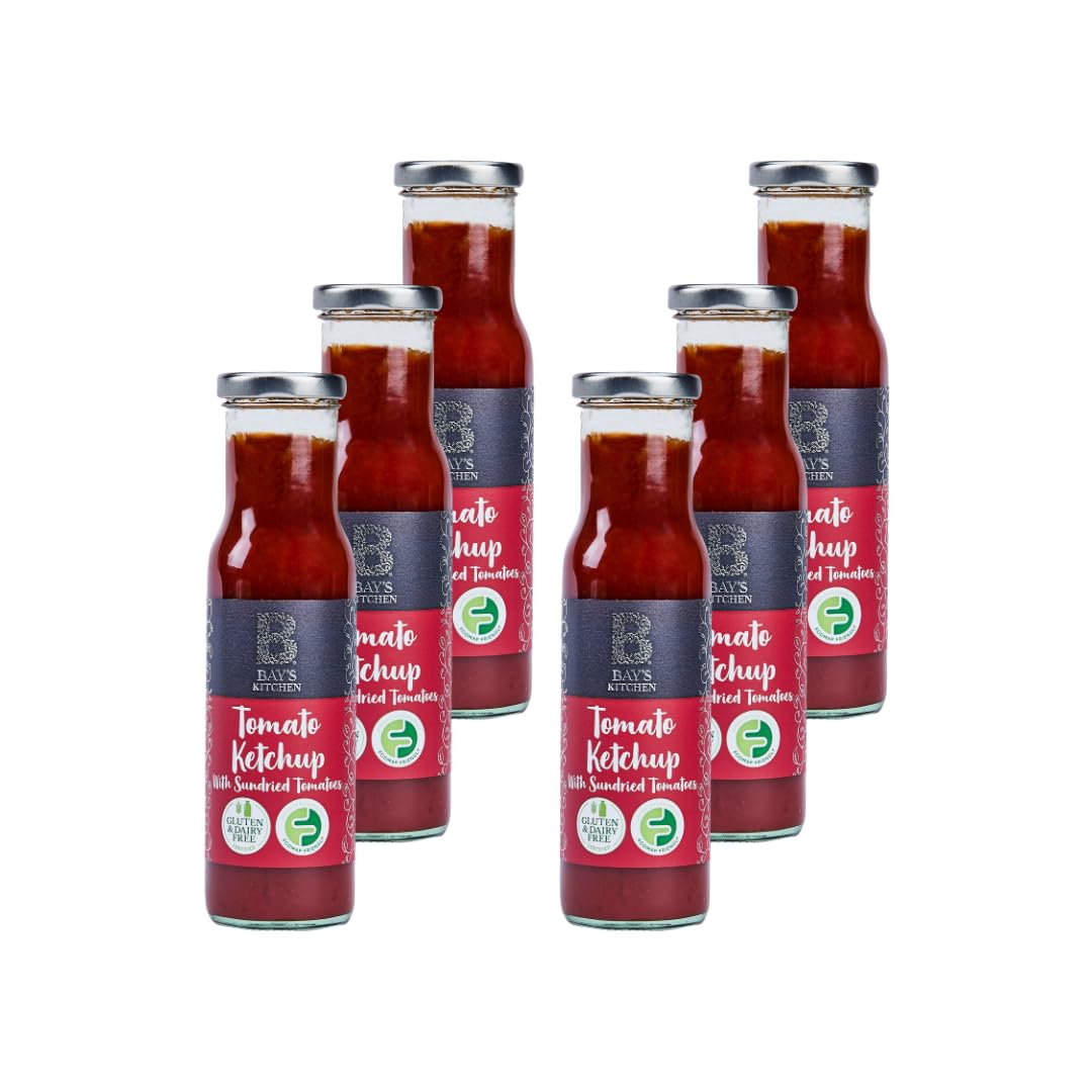Bay's Kitchen Low FODMAP Tomato Ketchup with Sundried Tomatoes for Home Cooked Food, Gluten-Free, IBS-Friendly and Suitable for Vegans (6 x 270g Bottle Multipack)