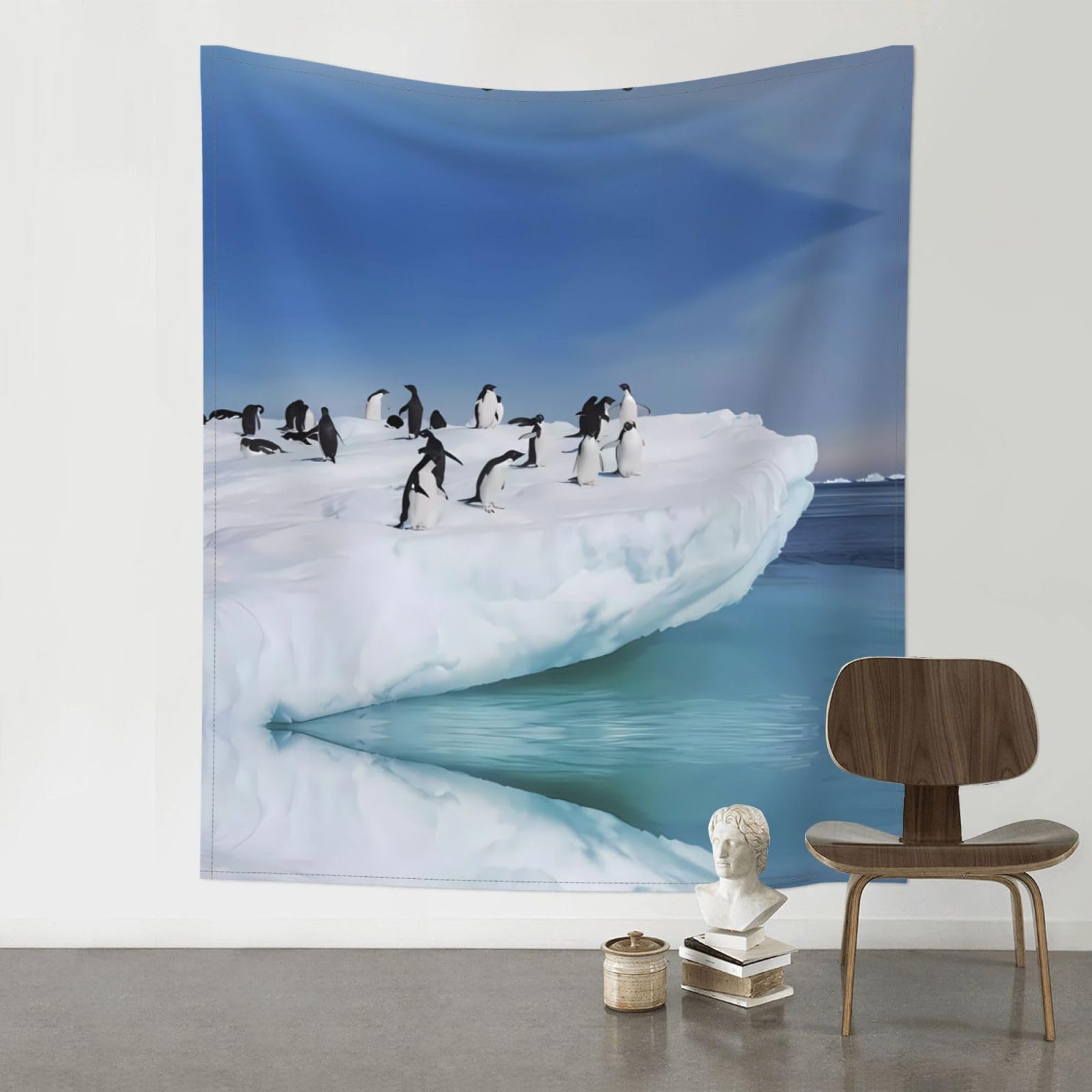 YYHWHJDE Snow mountain penguin Prints 60x51in Wall Tapestry – High-Grade Polyester Throw for Dorm, Beach & Home Decor
