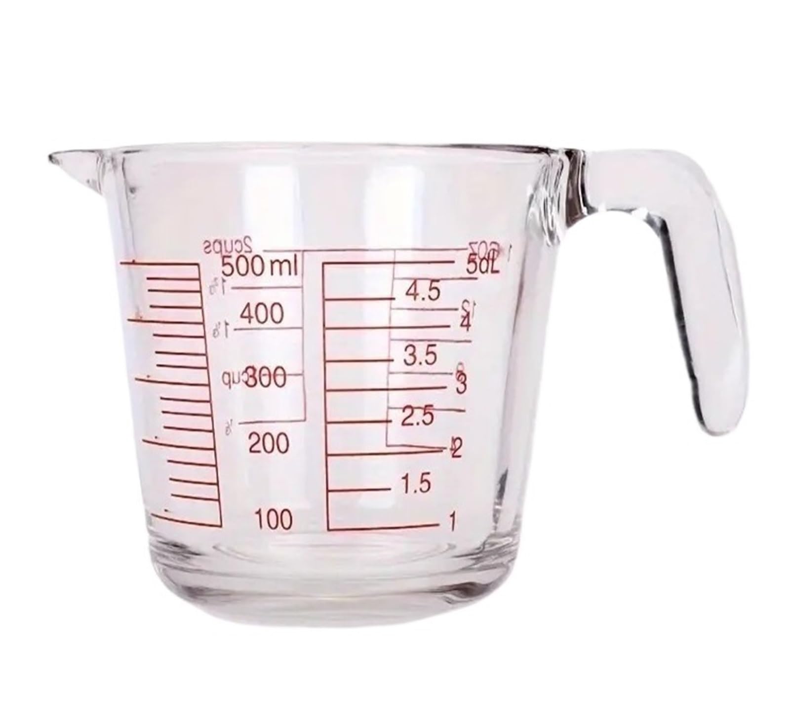 Vaso medidor de vidrio de 500 ml (16,9 oz), resistente al calor, apto for microondas y congelador, for hornear, cocinar, café, cócteles, mezclar leche, huevos y harina.
