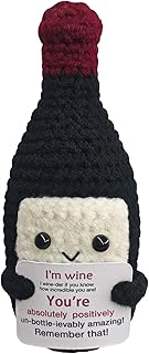 Funny Crochet Mini Wine Bottle - Easter for WineLovers,Unique Handmade Emotional Support Wine Gifts,Cute Desk & Home Decor for Him or Her,Creative w-i-n-e Themed Gift Idea