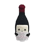 Funny Crochet Mini Wine Bottle - Valentine's Day Gift for WineLovers,Unique Handmade Emotional Support Wine Gifts,Cute Desk & Home Decor for Him or Her,Creative w-i-n-e Themed Gift Idea